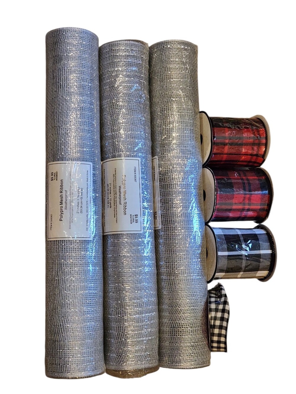 Celebrate It Ribbon And Silver 21" Polypro Mesh Bundle